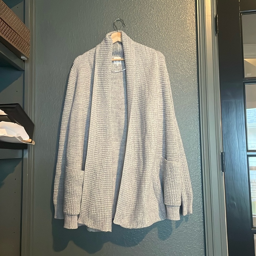 EUC JOHN & JENN gray open long cardigan with front pockets, size L/XL